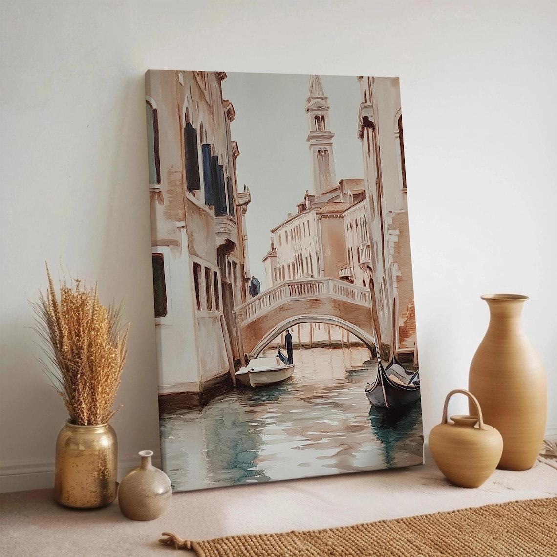 Venice Canal Bridge Romantic European Cityscape Watercolor Scene Poster
