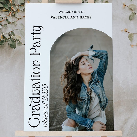 Graduation Party Welcome Sign Template Photo Graduation Welcome Poster Class Of 2025 Modern Graduation Editable Template