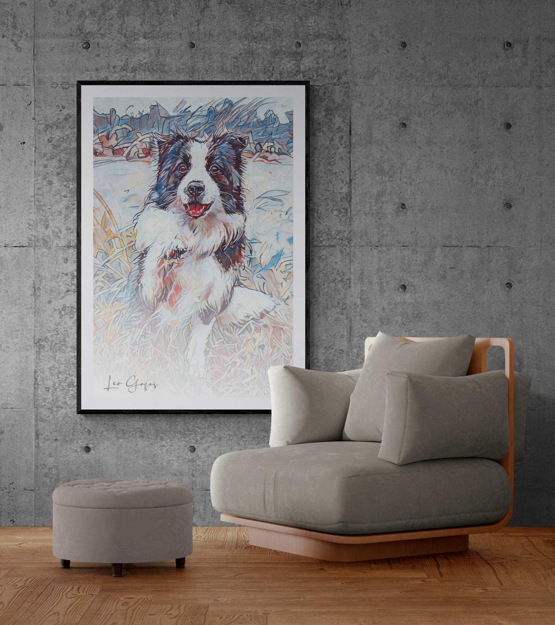 Border Collie Puppy in the Snow Watercolor Dog Portrait Print - Image 6