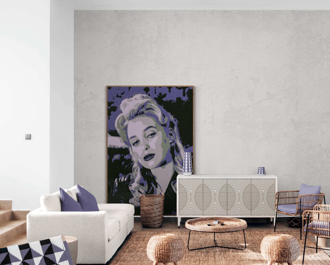 Blonde Woman Purple Pop Art Style Bold Dramatic Portrait Poster - Image 3