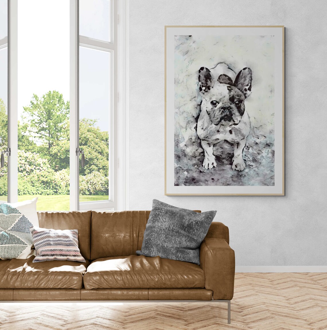 Black White French Bulldog Cute Watercolor Dog Sketch Art Poster - Image 8