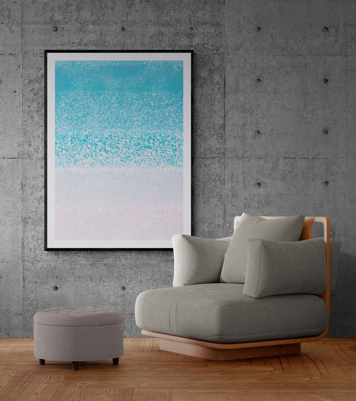 Turquoise to White Ombre Speckled Gradient Abstract Poster Art - Image 5