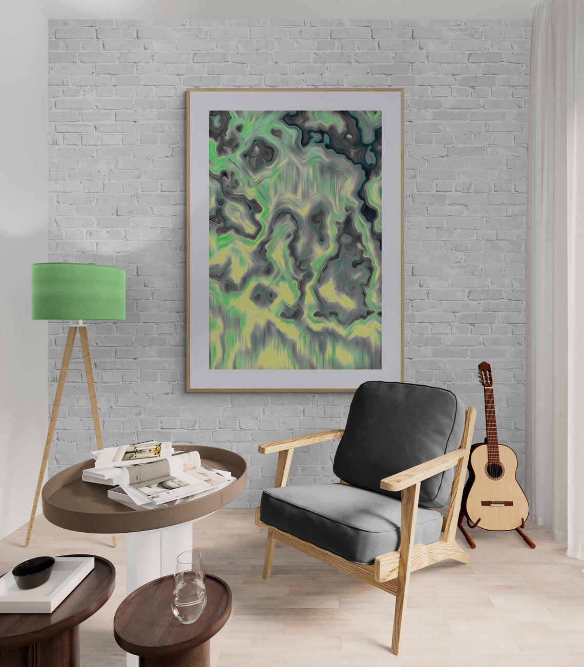 Green Yellow Fluid Abstract Bold Drip Painting Modern Art Poster - Image 6