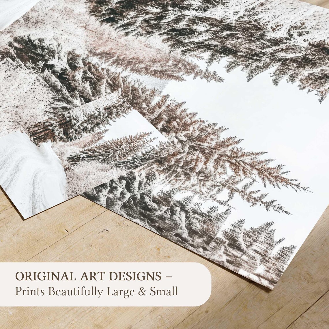 Snowy Country Road Through Tall Pines Winter Watercolor Poster - Image 4