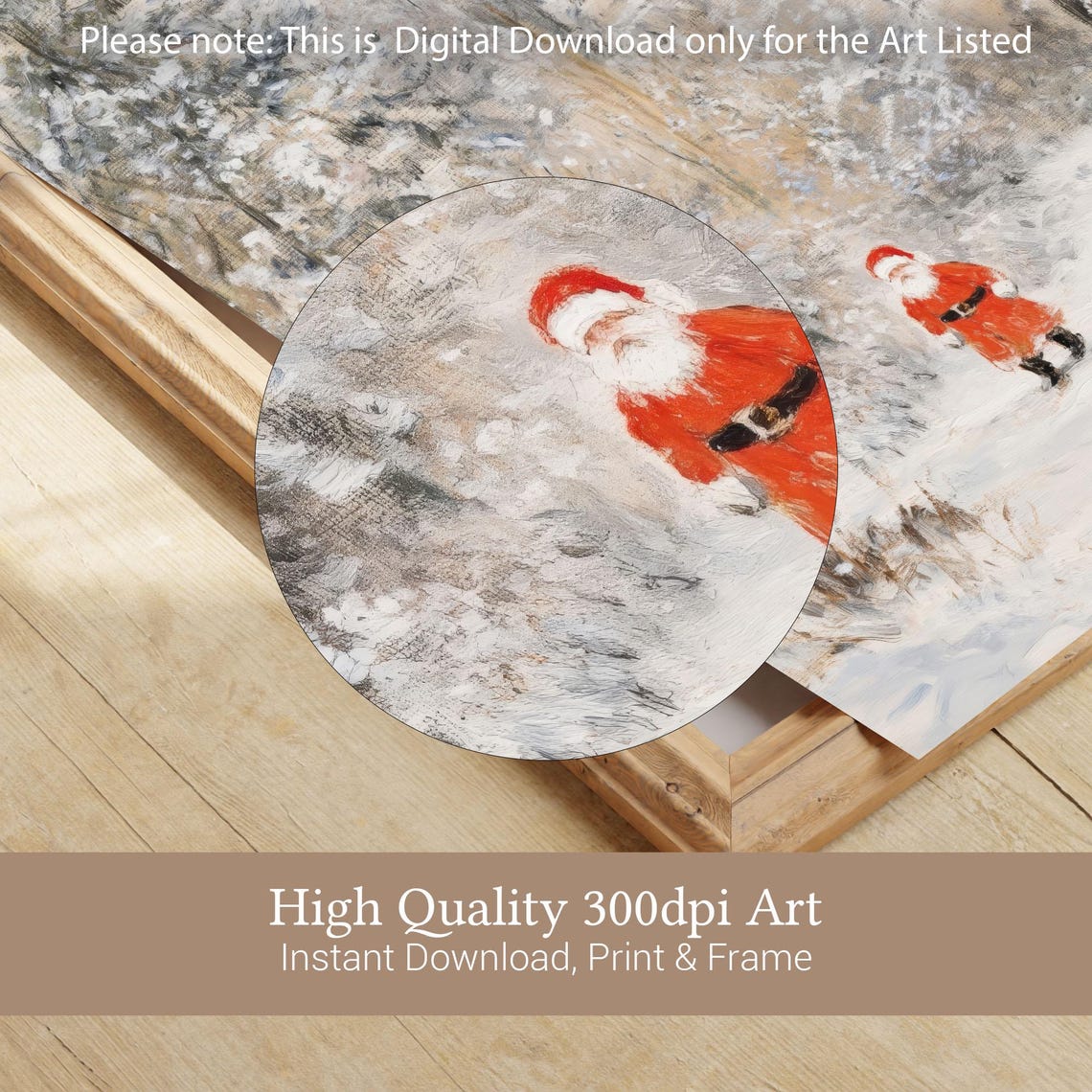 Little Santa Walking Snowy Forest Path Watercolor Christmas Poster - Image 2