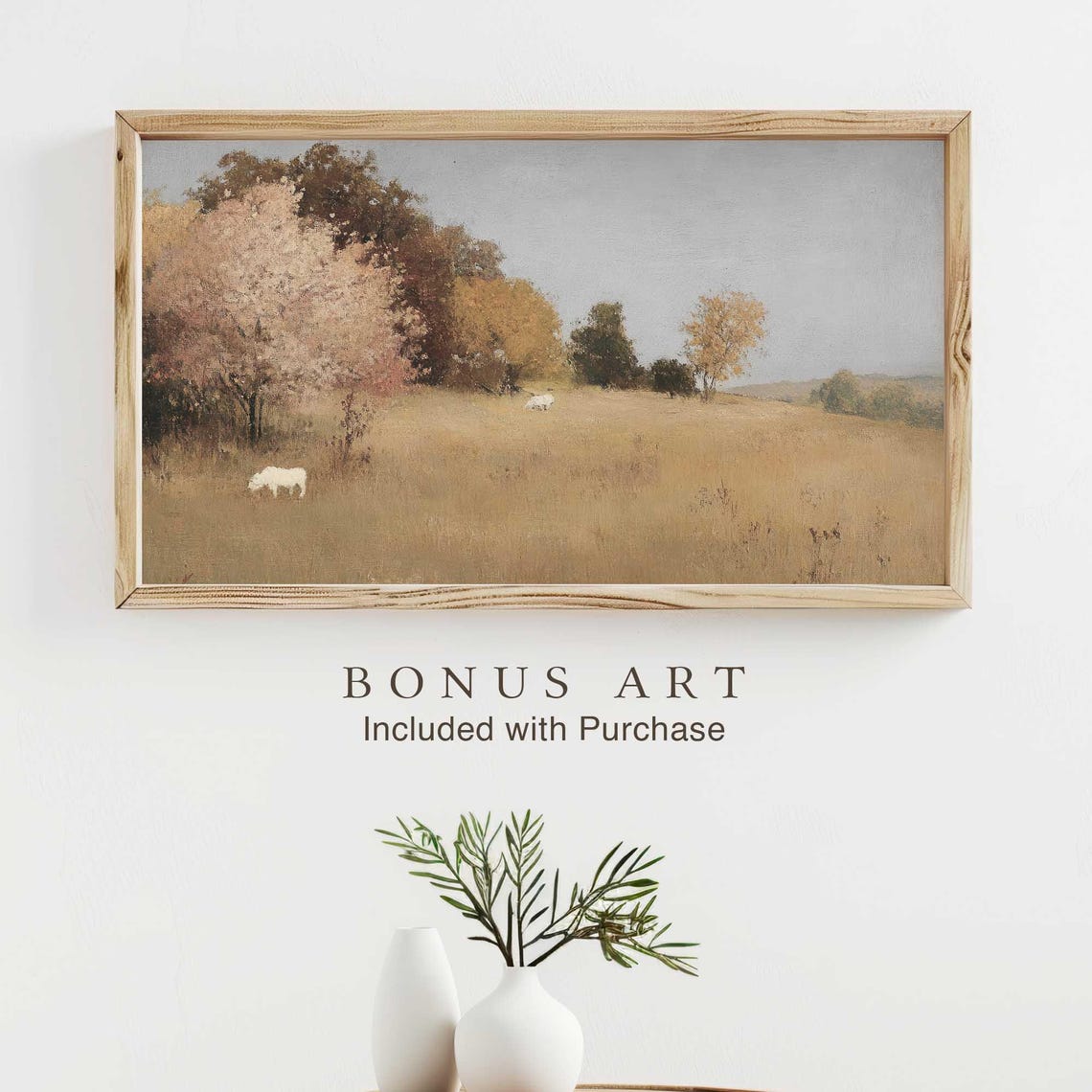 Old Rustic Farmhouse by Pond Pumpkins Crows Autumn Scene Poster - Image 2