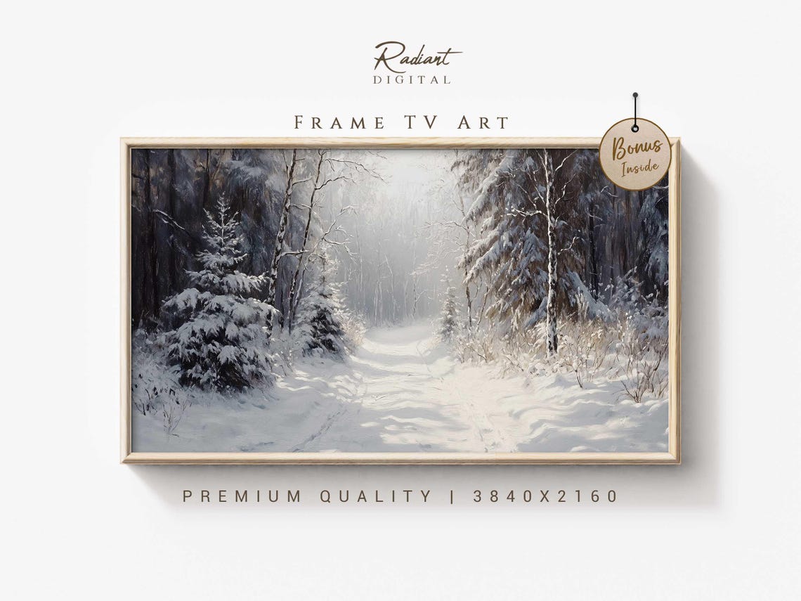 Sunlit Snowy Forest Misty Winter Morning Landscape Art Poster