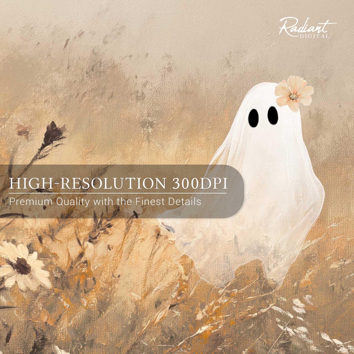 Two Wandering Ghosts in Wildflower Field Autumn Meadow Poster - Image 4