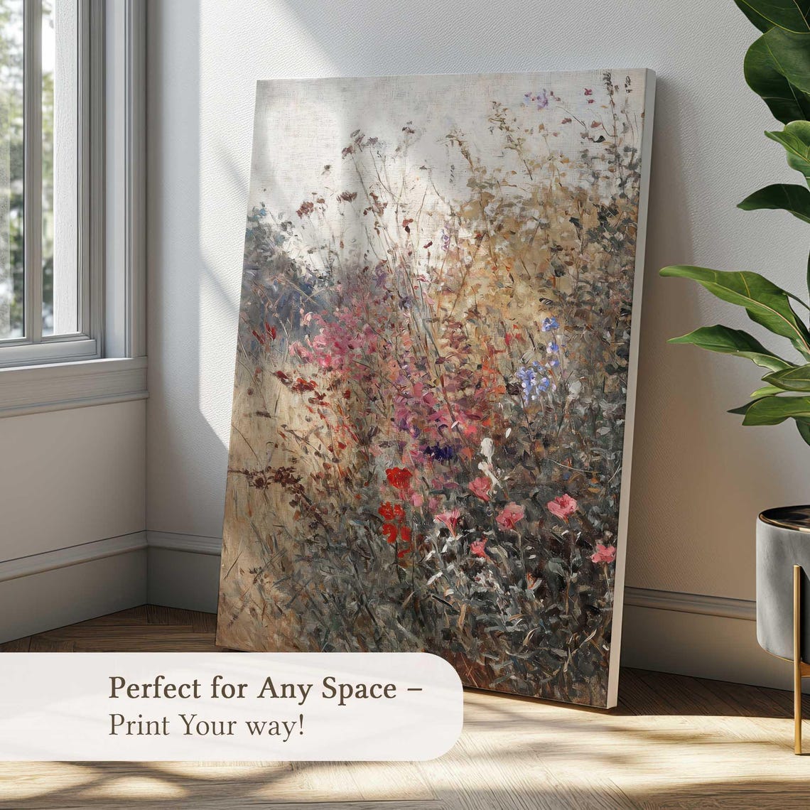 Sunlit Impressionist Wildflower Meadow Blossoms Painterly Poster - Image 5