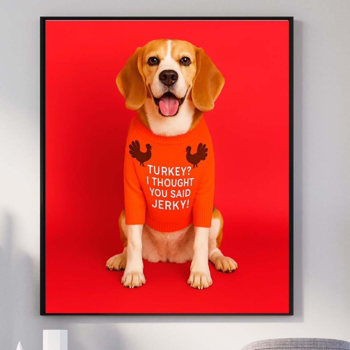 Beagle Dog Thanksgiving Poster, Cozy Holiday Decor
