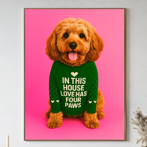 Cavapoo Poster, Cozy Pet Decor Mom Gift