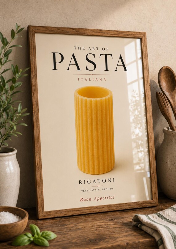 Rigatoni Pasta The Art of Pasta Italiana Kitchen Wall Poster