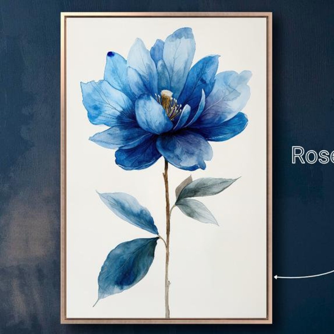 Single Blue Flower Watercolor Calming Botanical Minimalist Art Poster