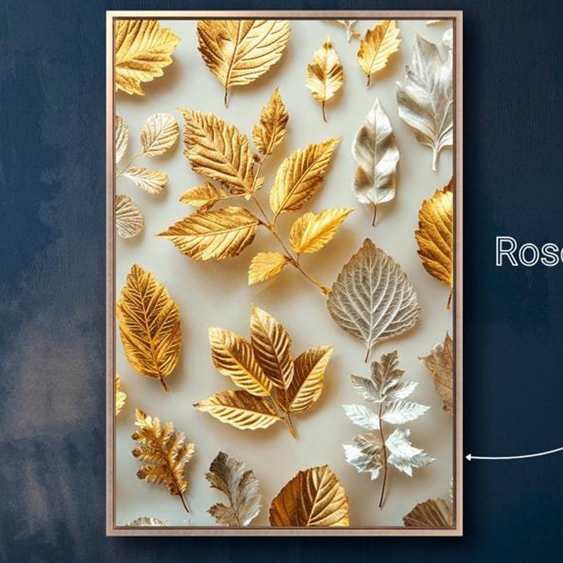 Gold Silver Leaves Elegant Metallic Botanical Fall Foliage Poster