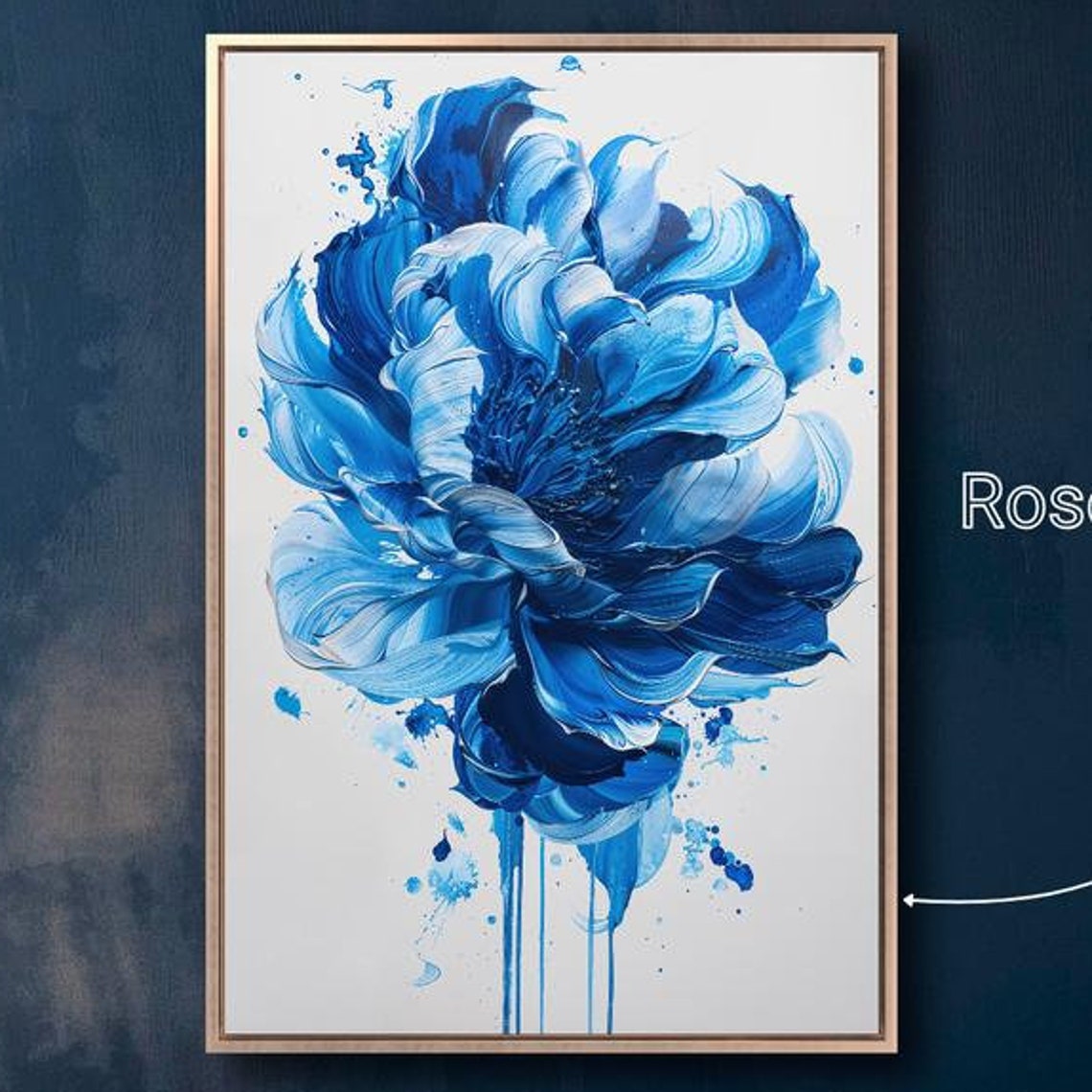 Vibrant Blue Flower Abstract Thick Paint Splash Floral Poster
