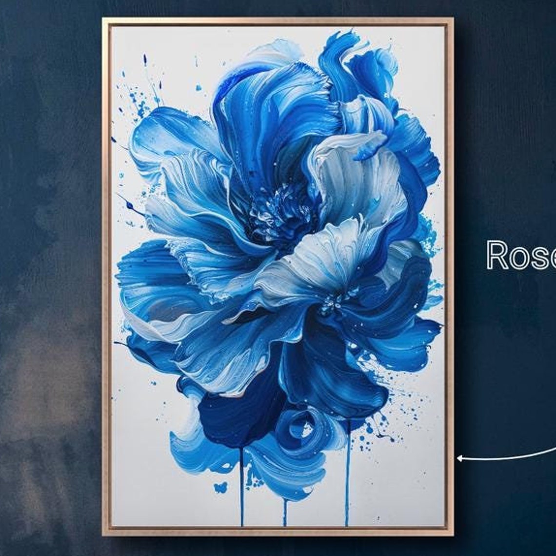 Abstract Blue Flower Bold Brushstrokes Modern Botanical Wall Art Print