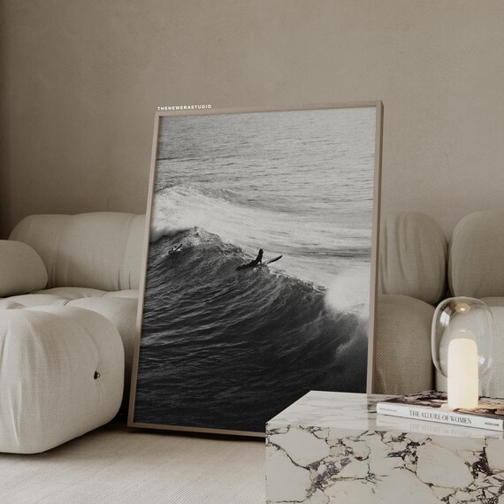 Black White Girl Surfing Poster The New Era Studio
