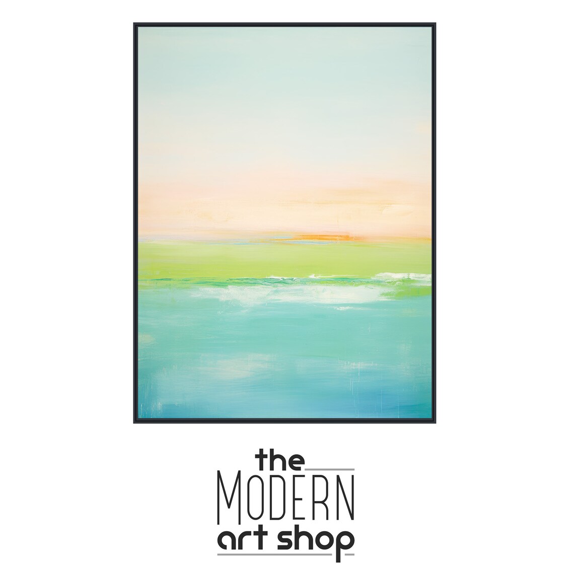 Sea Breeze Pastel Coastal Abstract Seascape Turquoise Water Wall Art Poster - Image 4