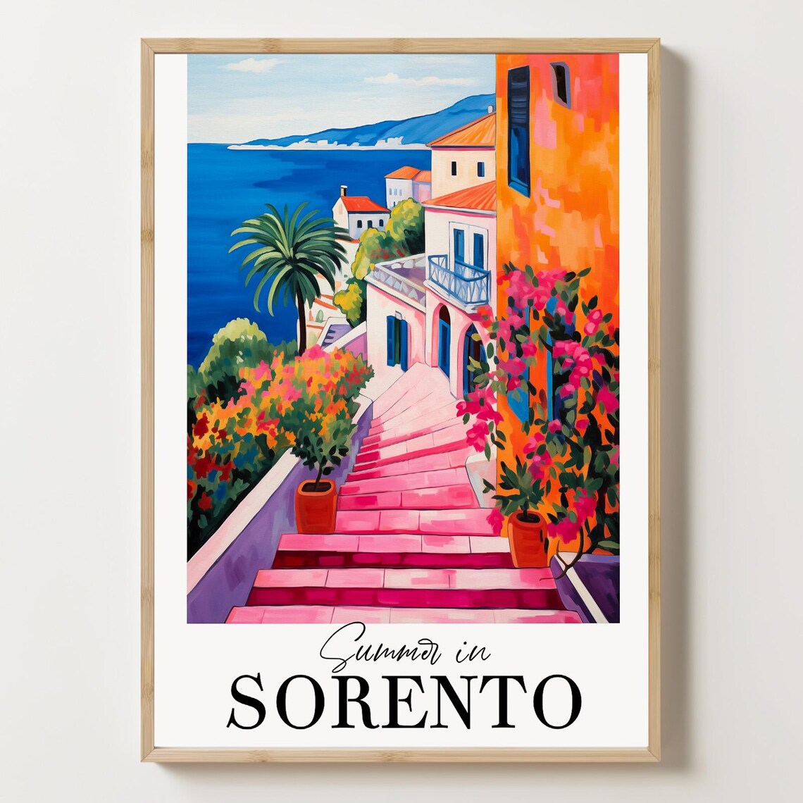 Summer In Sorento Coastal Italy Travel Poster Mediterranean Decor