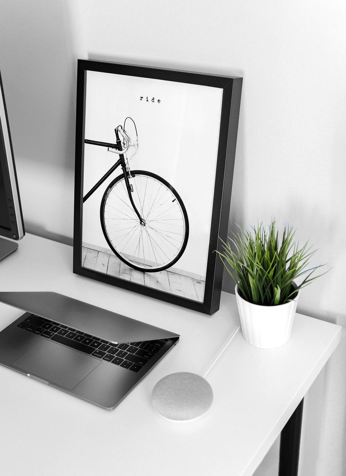 Ride Bicycle Black and White Minimalist Cycling Photo Poster - Image 2