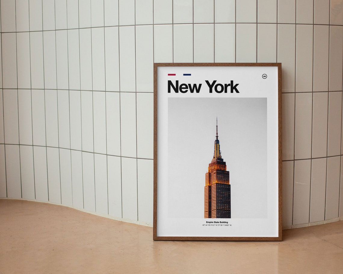 New York Empire State Building Minimalist Coordinate Cityscape Poster - Image 3