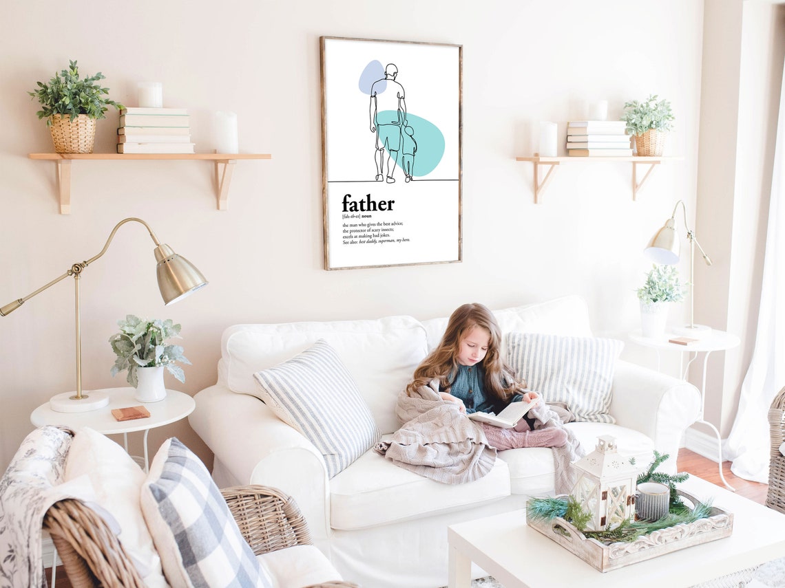 Father Definition Line Art Dad and Child Silhouette Quote Poster - Image 7