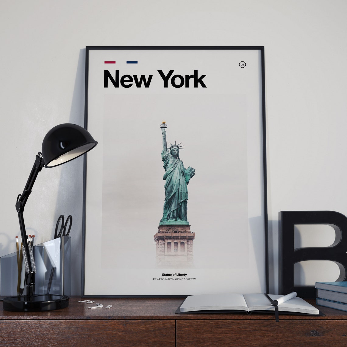 New York Iconic Statue of Liberty Minimalist Coordinate Poster - Image 5