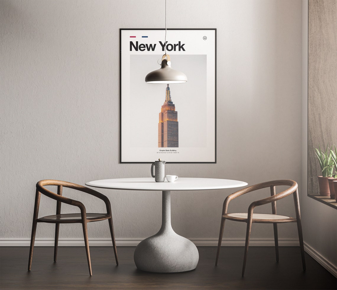 New York Empire State Building Minimalist Coordinate Cityscape Poster - Image 2