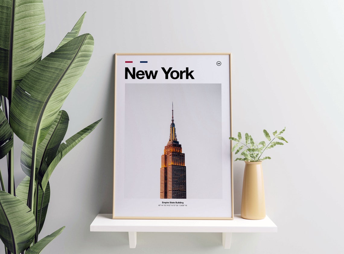 New York Empire State Building Minimalist Coordinate Cityscape Poster - Image 6