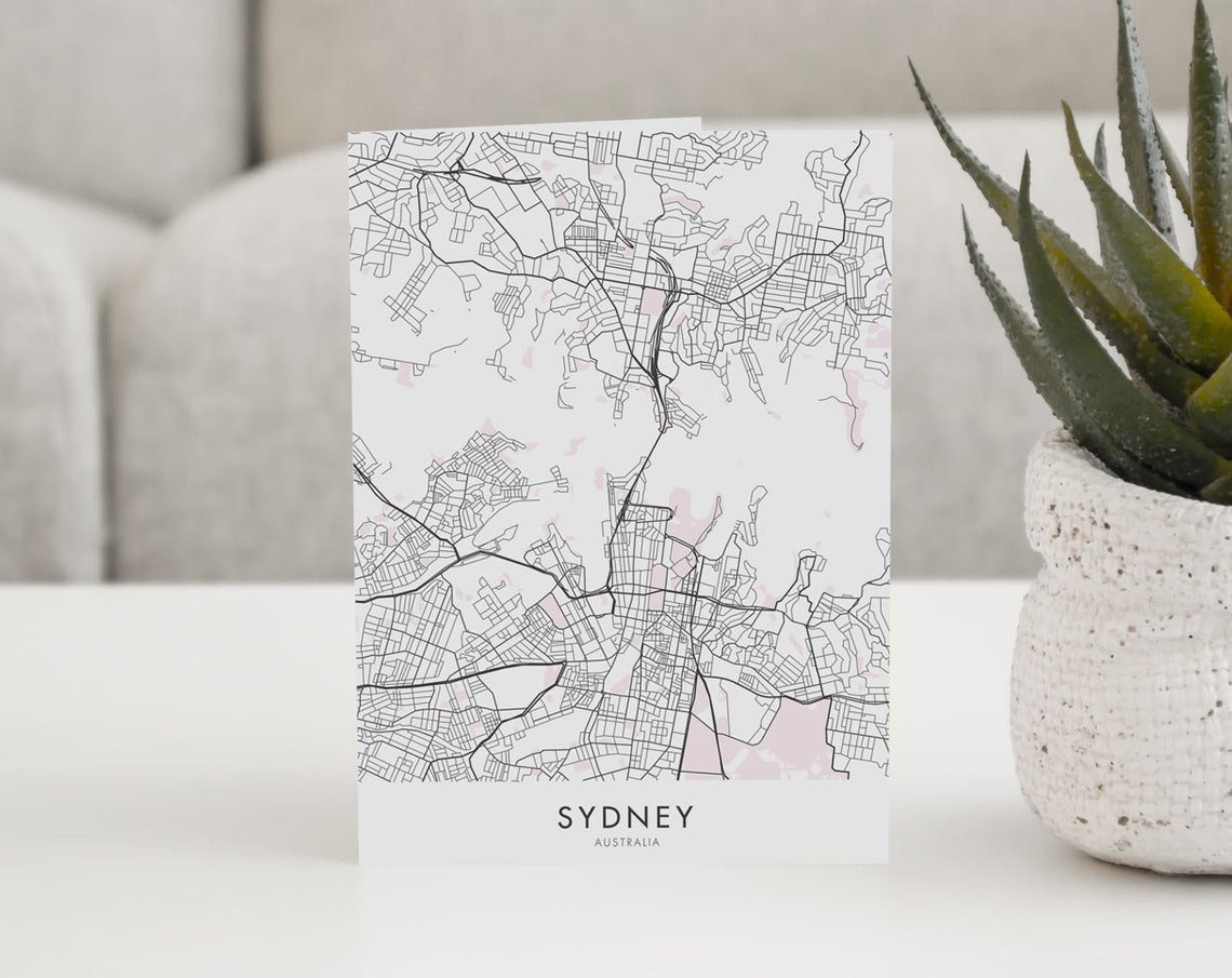 Sydney Australia Minimalist Map Greeting Card Blush Art Print