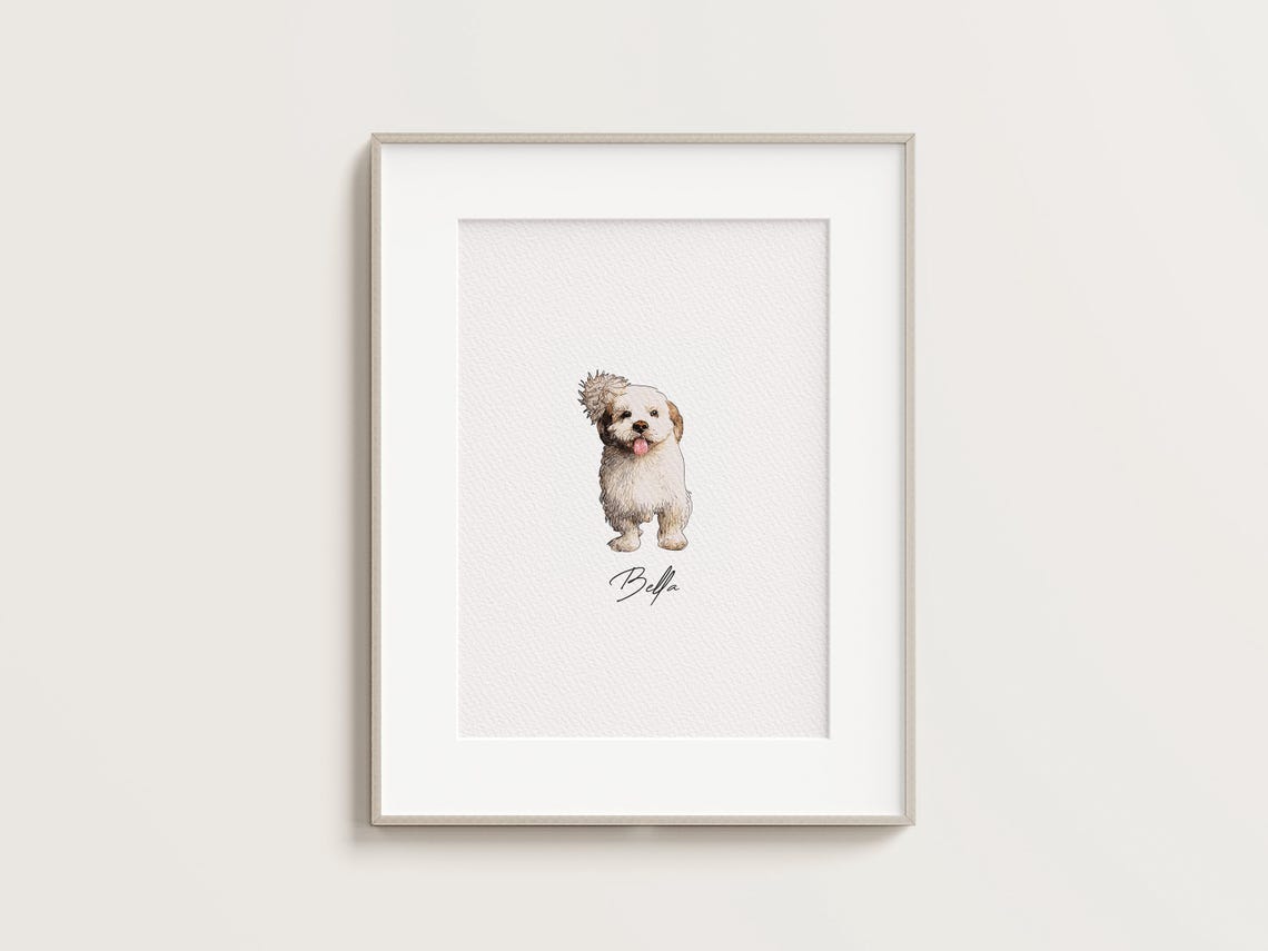 Mini White Dog Watercolor Portrait Finn Personalized Pet Art Print - Image 2