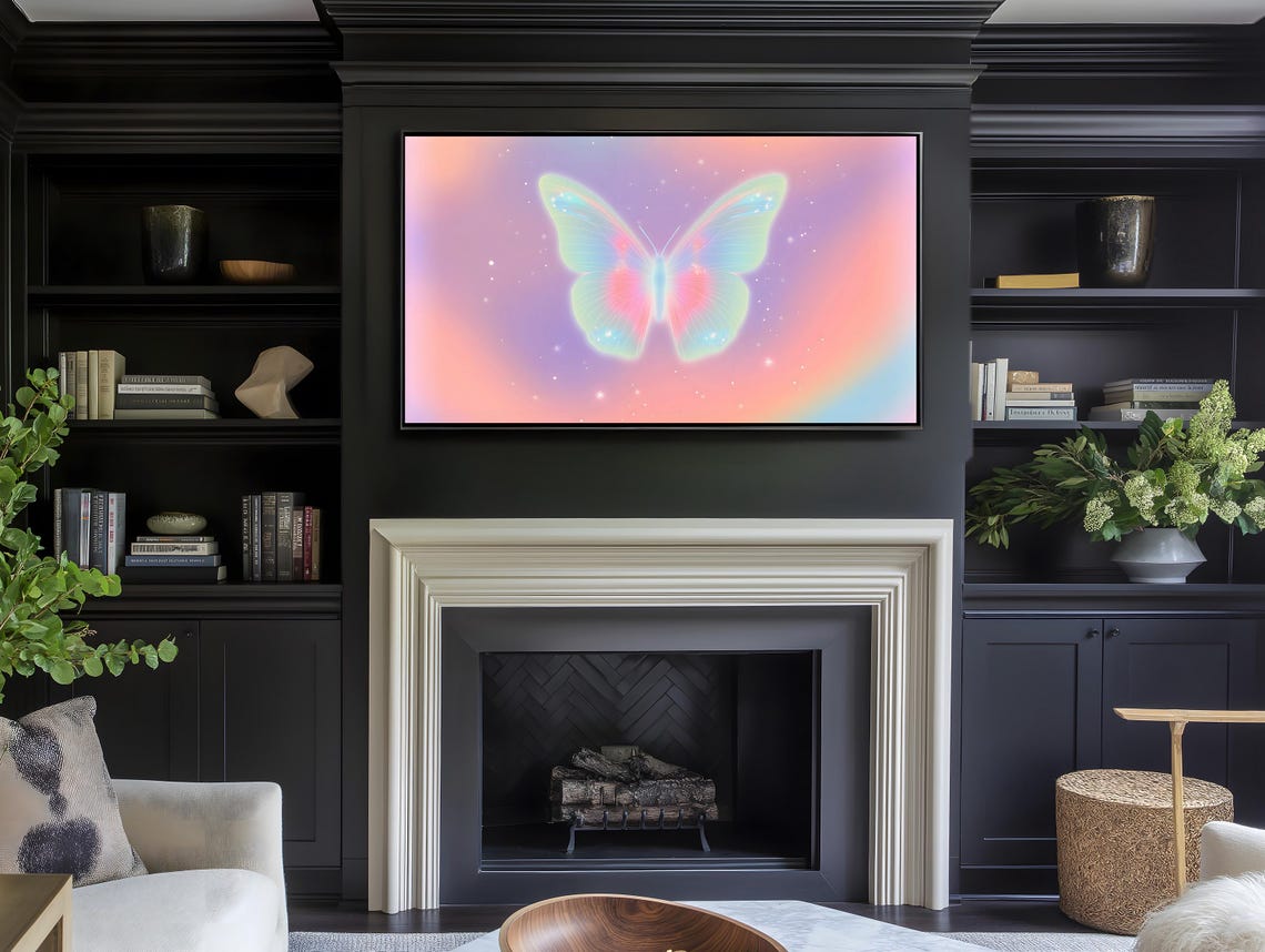 Pastel Dream Butterfly Frame Tv Art Ethereal Soft Gradient Aesthetic Celestial Wall Art Fantasy Home Decor Trendy Dream - Image 4