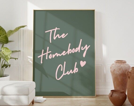The Homebody Club Poster, Retro Bar Cart Art