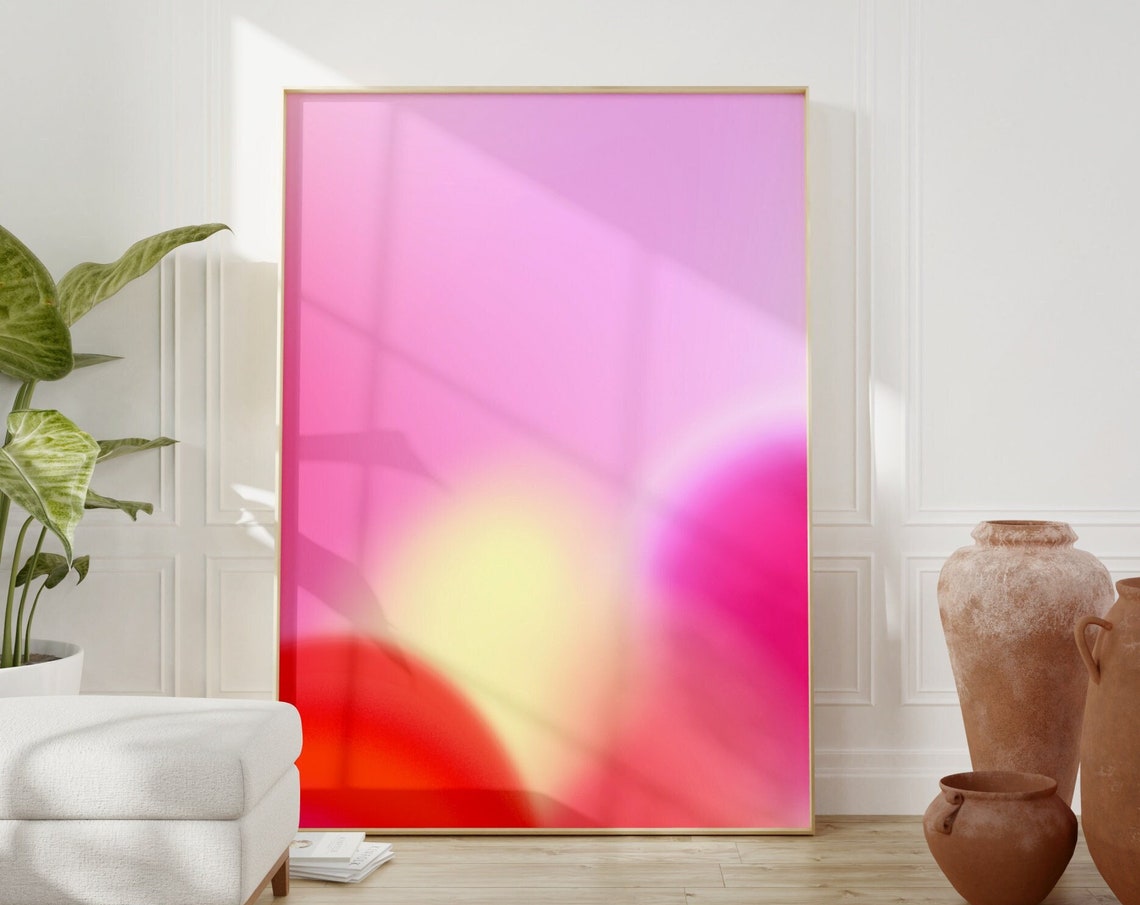 Pink Aura Gradient Glow Soft Dreamy Abstract Wall Decor Poster