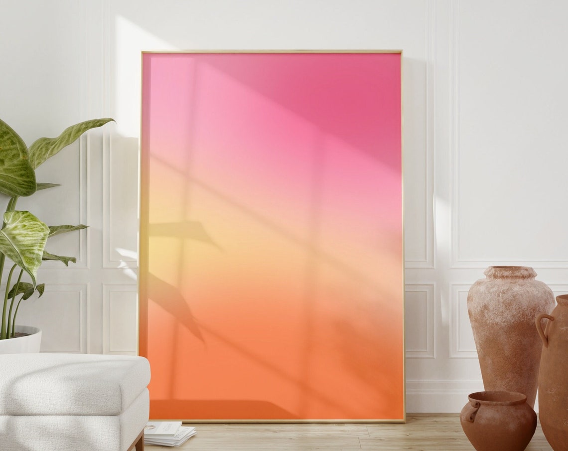 Peachy Orange Aura Gradient Minimalist Aesthetic Poster Wall Decor