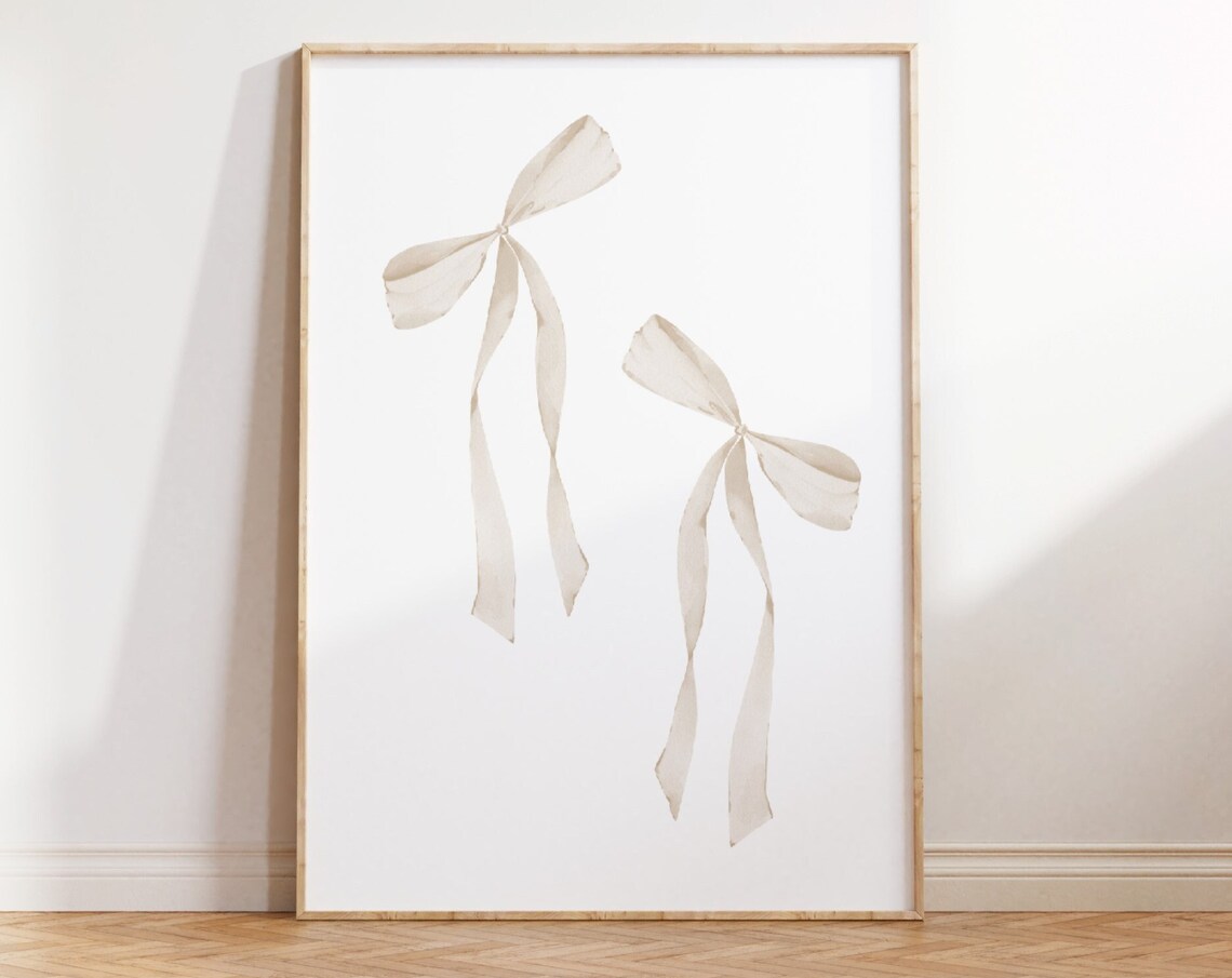Beige Bow Print, Preppy Aesthetic Poster