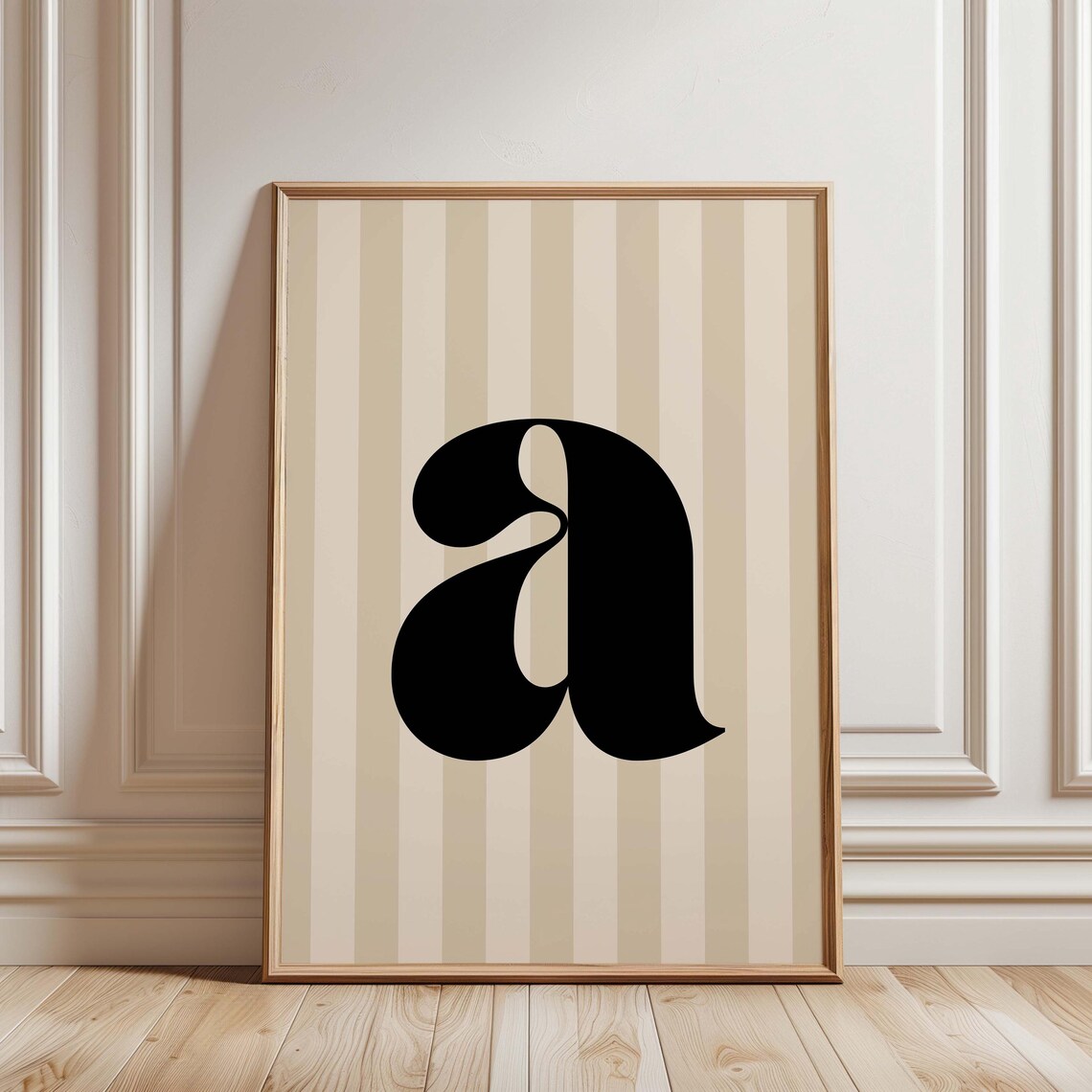 Lowercase Letter A Striped Monogram Alphabet Wall Decor Poster