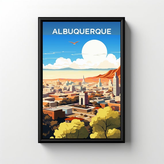 Albuquerque New Mexico Vintage Poster Albuquerque New Mexico Wall Art Albuquerque New Mexico Retro