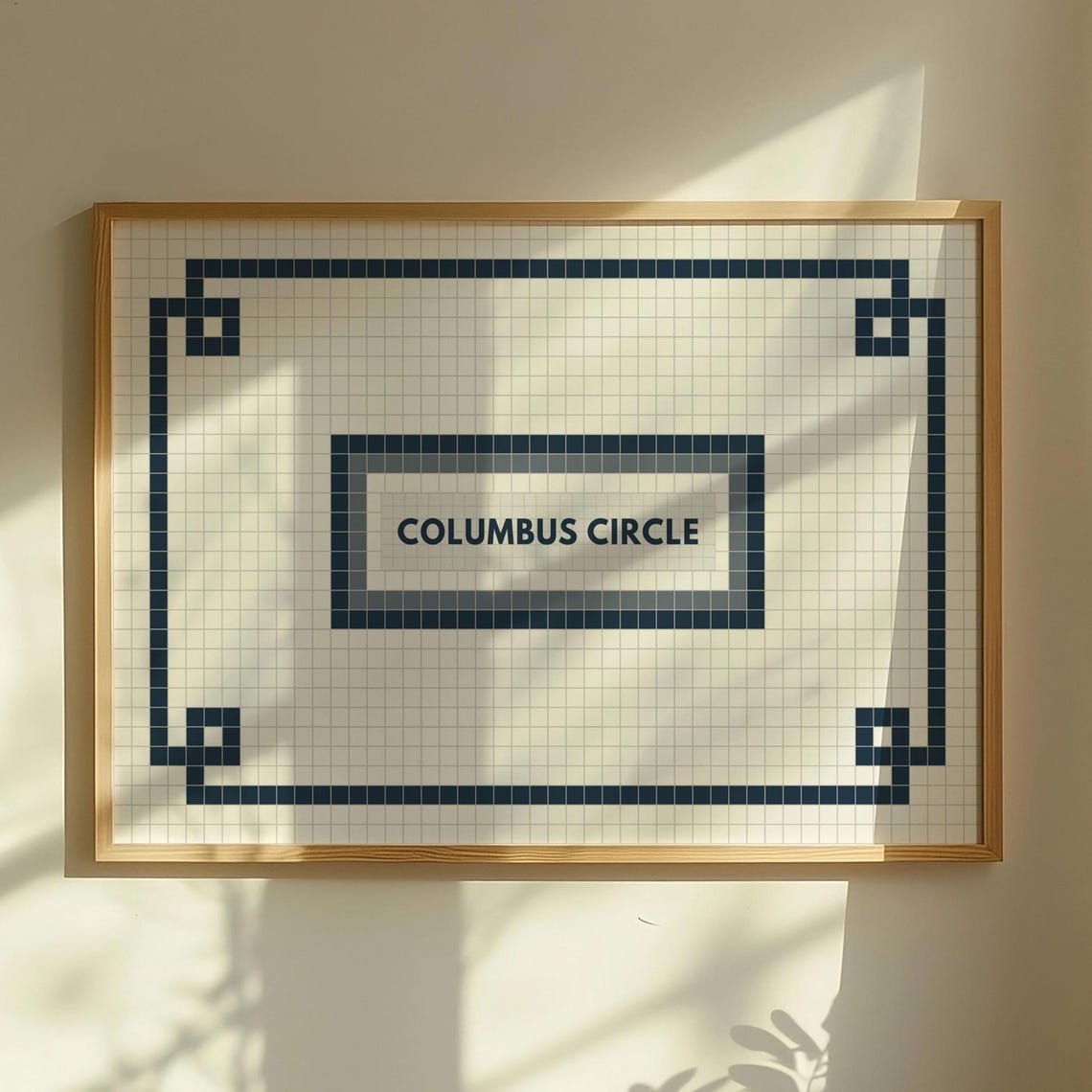Columbus Circle NYC Subway Tile Sign Navy Station Art Poster