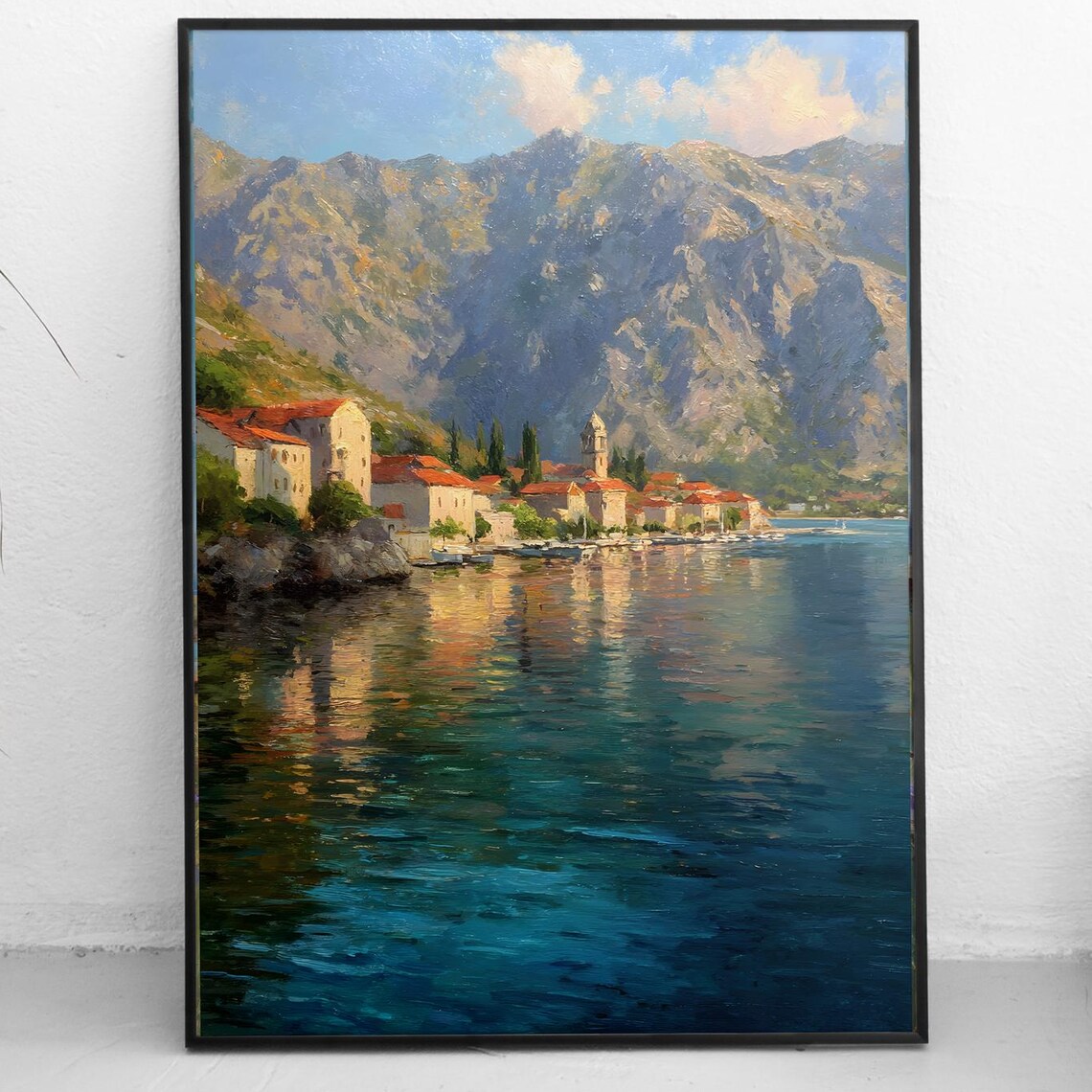 Perast Montenegro Bay Of Kotor Village Coastal Painting Poster