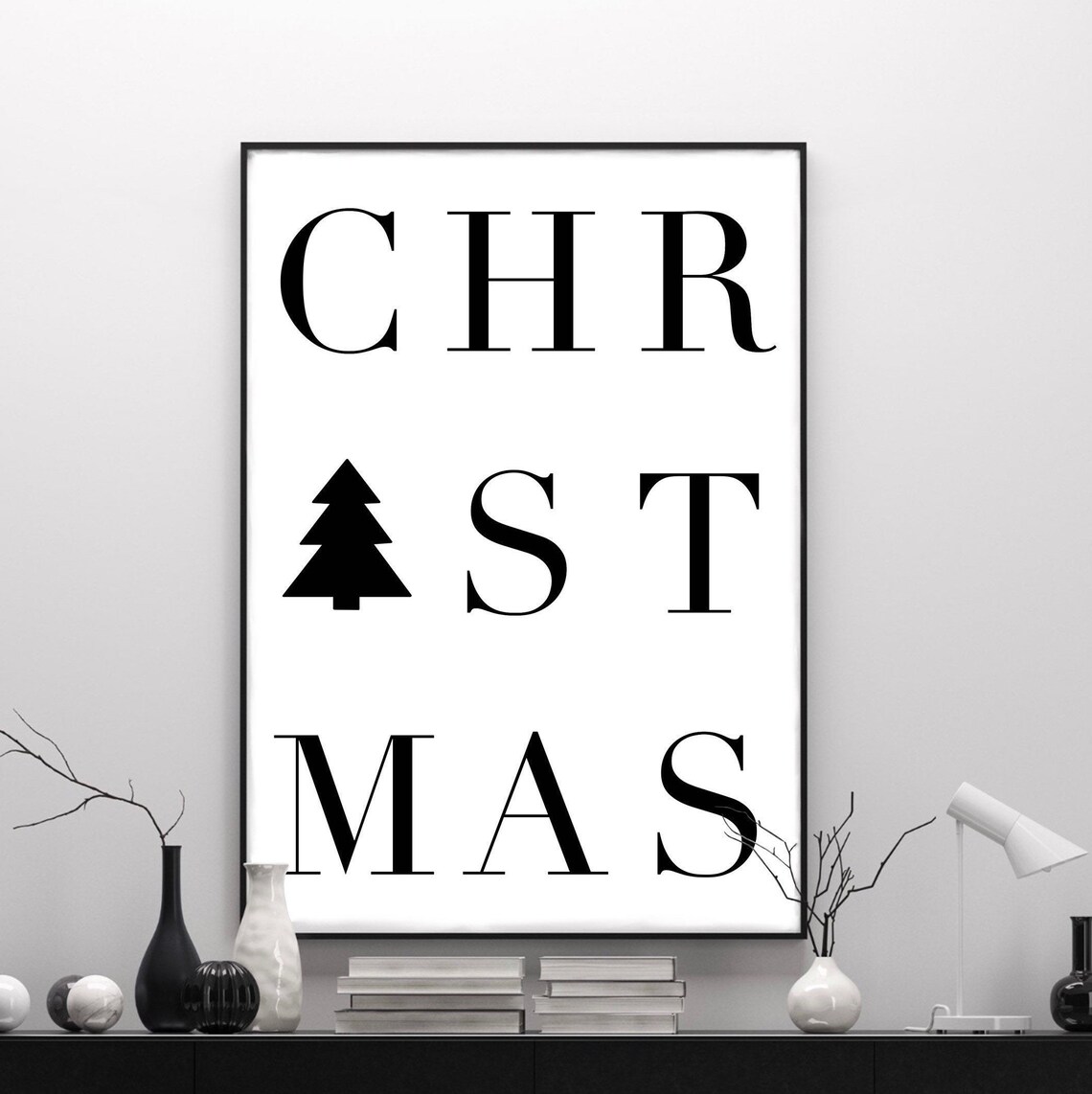 Ho Ho Ho Reindeer Christmas Poster, Modern Decor
