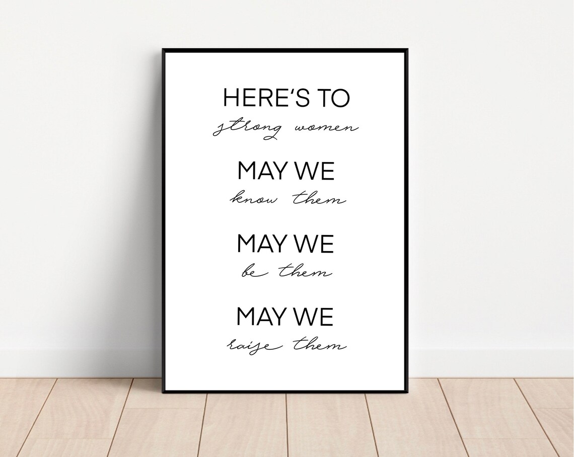 Here's To Strong Women Inspirational Feminist Quote Wall Art - Image 2