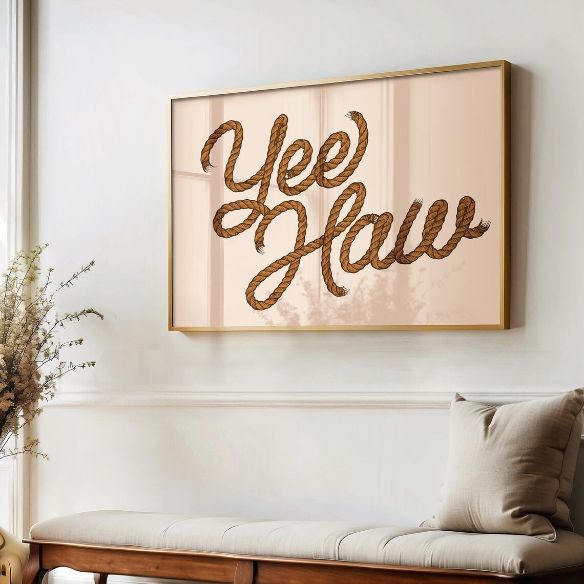 Yee Haw Rope Typography, Western Cowboy Decor