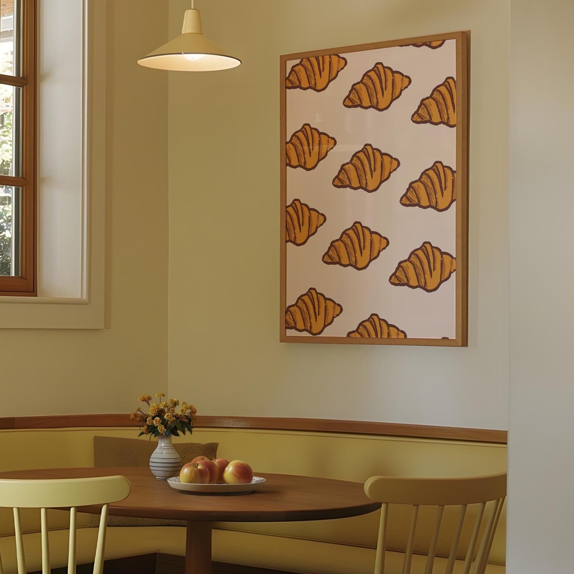 Golden Croissants Cream Background French Bakery Kitchen Wall Poster - Image 4