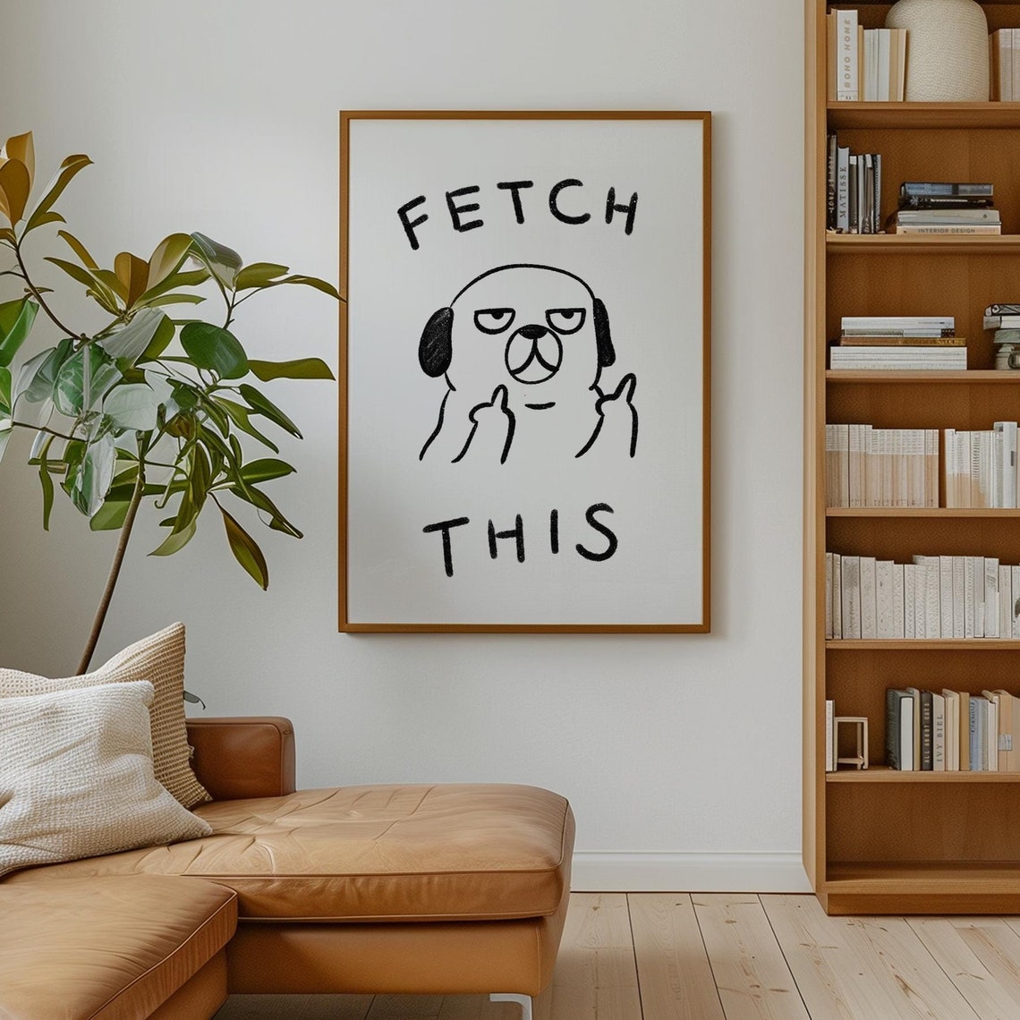 Fetch This Sarcastic Grumpy Pug Doodle Funny Dog Quote Poster - Image 2