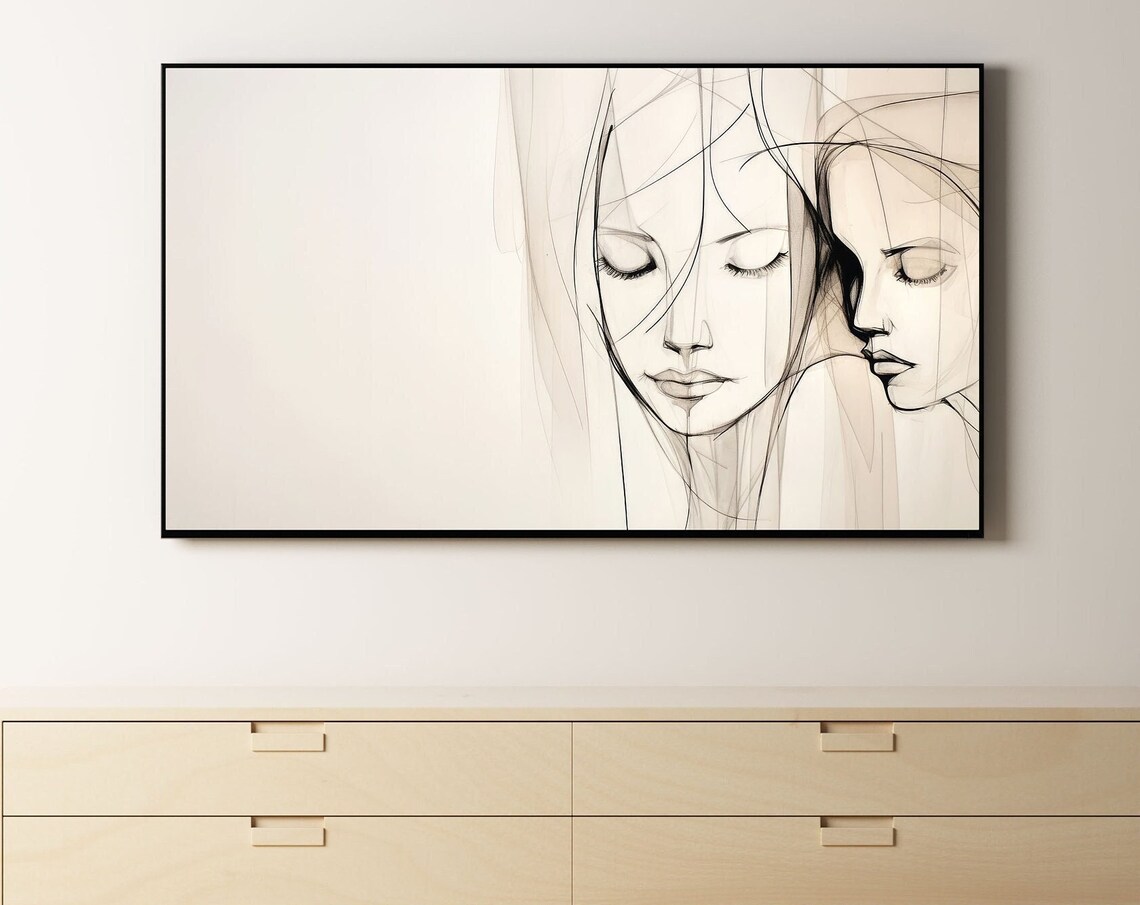Samsung Frame TV Art, Minimalist Line Drawing