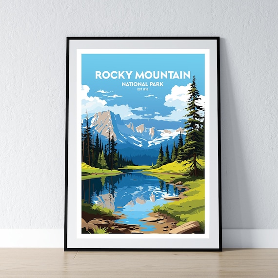 Rocky Mountain National Park Est 1915 Vintage Travel Art Poster