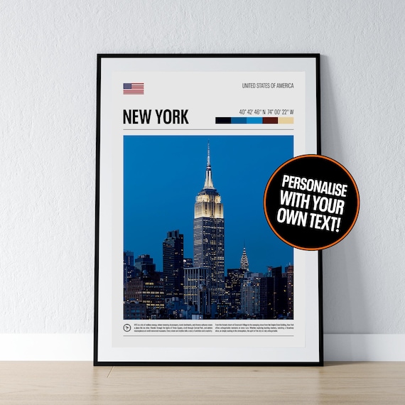 New York Empire State Building Night Skyline Coordinates Poster