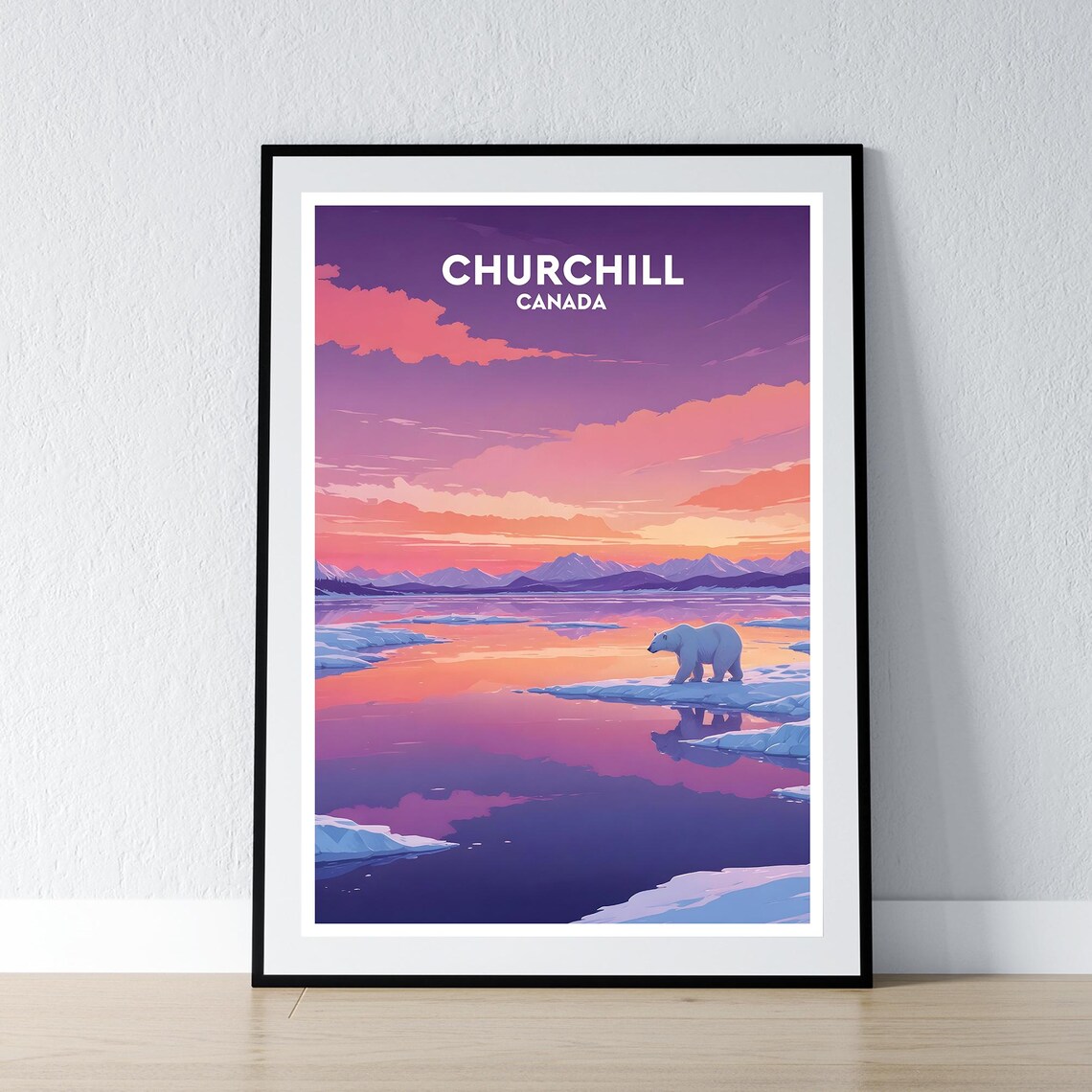 Churchill Polar Bear Travel Poster, Canada