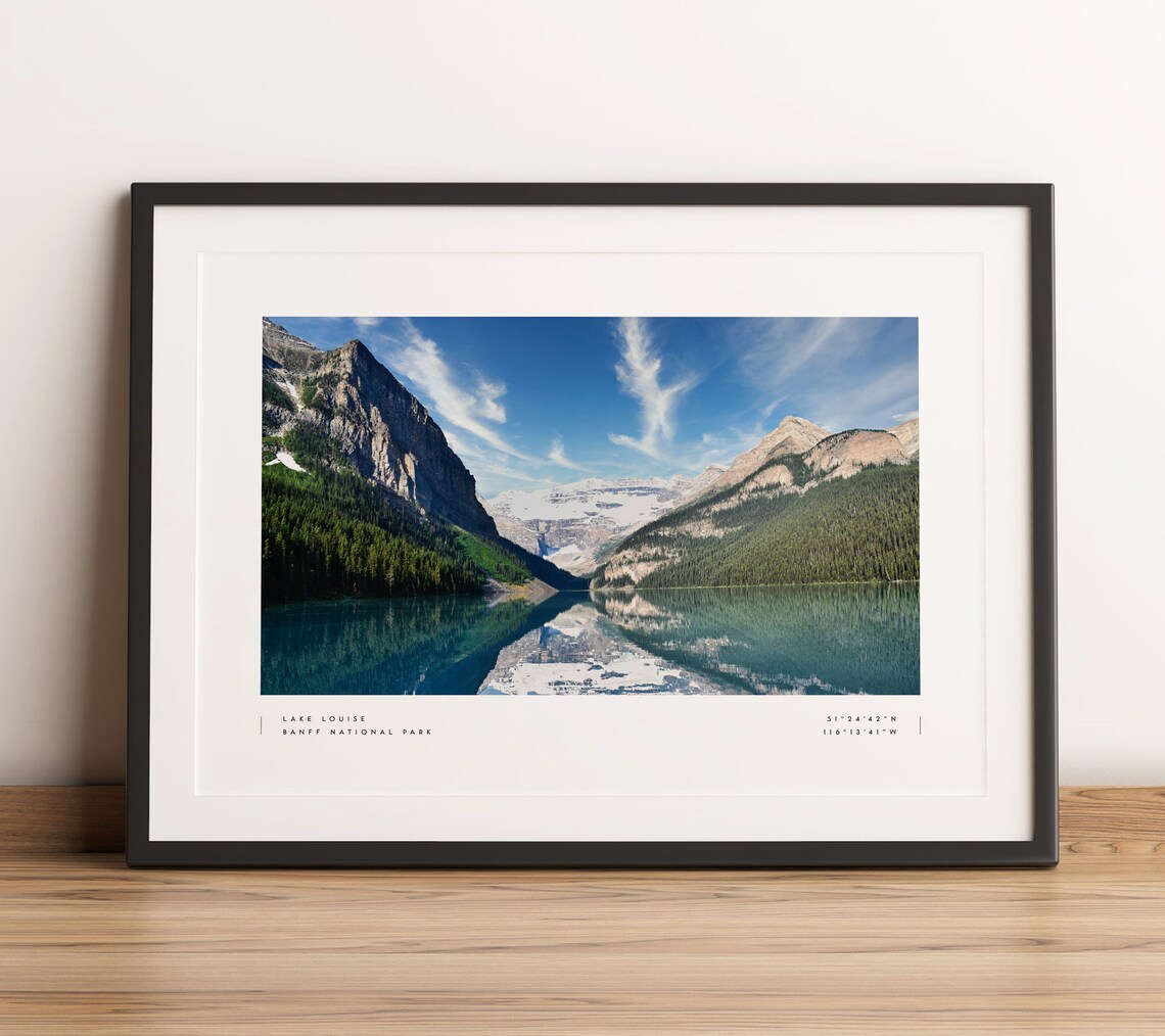 Lake Louise Banff National Park Mirror Lake Coordinates Photo Print